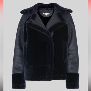 Whistles Navy Faux Fur Biker